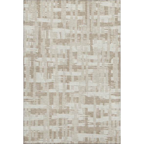 9' X 12' Taupe And Beige Striped Washable Area Rug With UV Protection