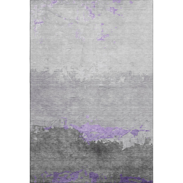 3' X 5' Purple And Gray Abstract Washable Area Rug With UV Protection