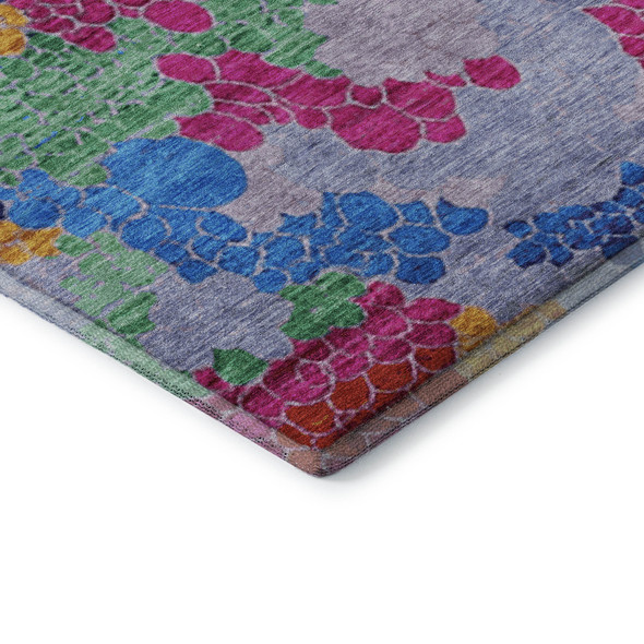 3' X 5' Blush Blue And Yellow Geometric Washable Area Rug With UV Protection