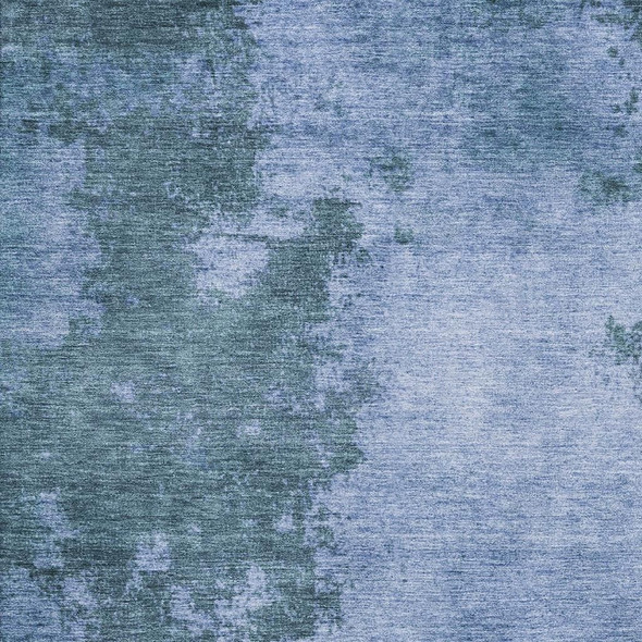 9' X 12' Denim Blue And Sky Blue Abstract Washable Area Rug With UV Protection