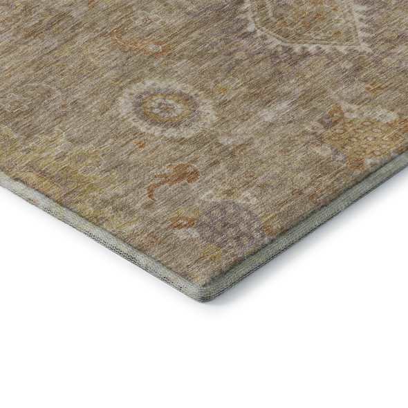 10' X 14' Beige Ivory And Gold Oriental Washable Area Rug With UV Protection