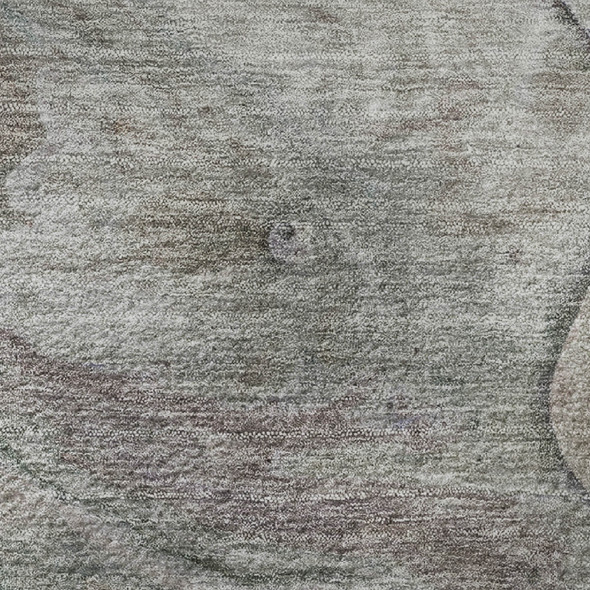 8' Khaki Beige And Purple Abstract Washable Round Rug With UV Protection