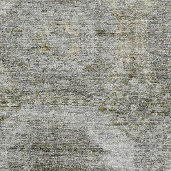 10' X 14' Pewter Gray And Beige Abstract Geometric Washable Area Rug With UV Protection