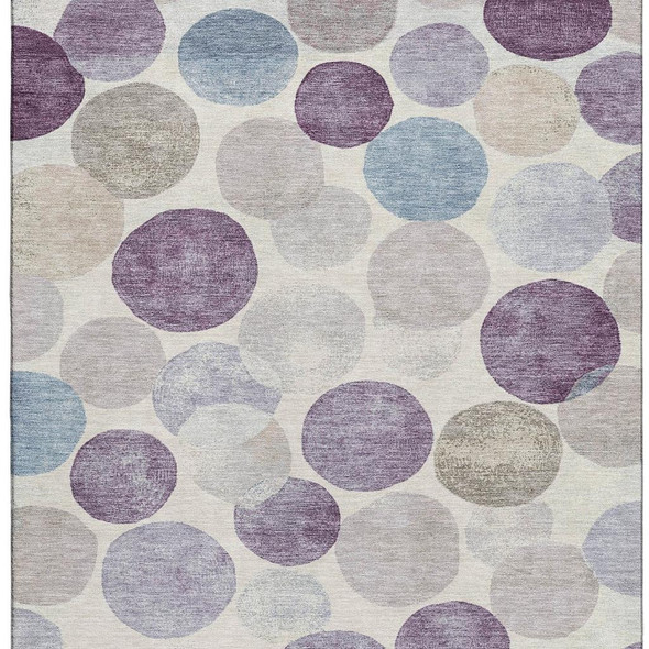 10' X 14' Plum Beige And Blue Geometric Washable Area Rug With UV Protection