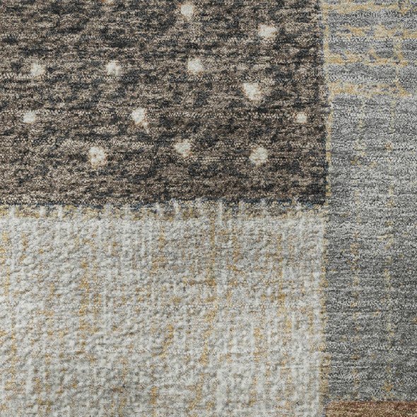 10' X 14' Brown Ivory And Gray Geometric Washable Area Rug With UV Protection