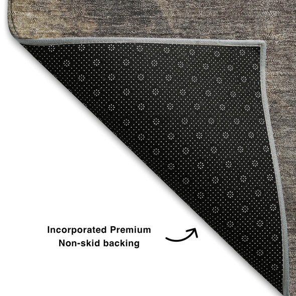 3' X 5' Copper And Taupe Abstract Washable Area Rug With UV Protection