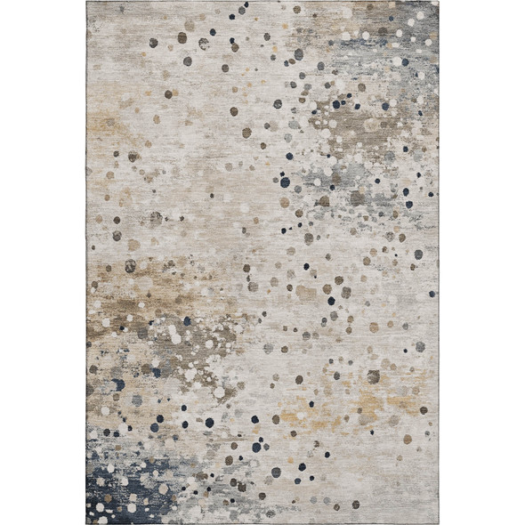 8' X 10' Ivory Gold And Gray Abstract Washable Area Rug With UV Protection