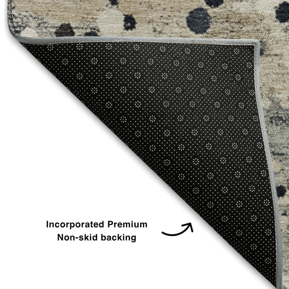 10' X 14' Ivory Gold And Gray Abstract Washable Area Rug With UV Protection