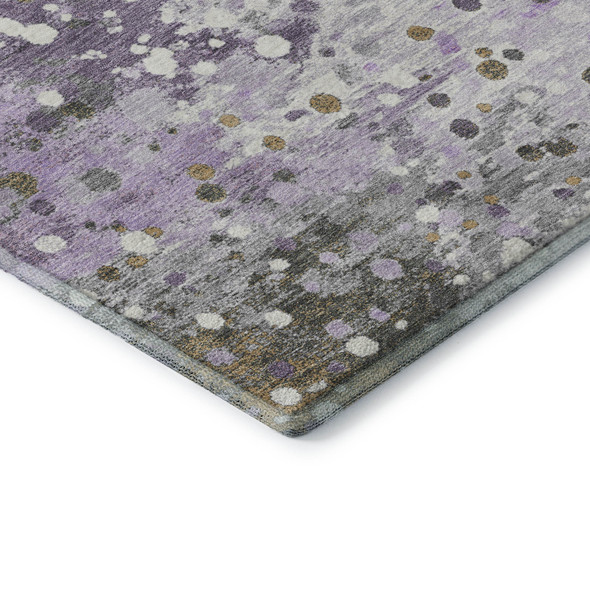 3' X 5' Lavender Gray And Ivory Abstract Washable Area Rug With UV Protection
