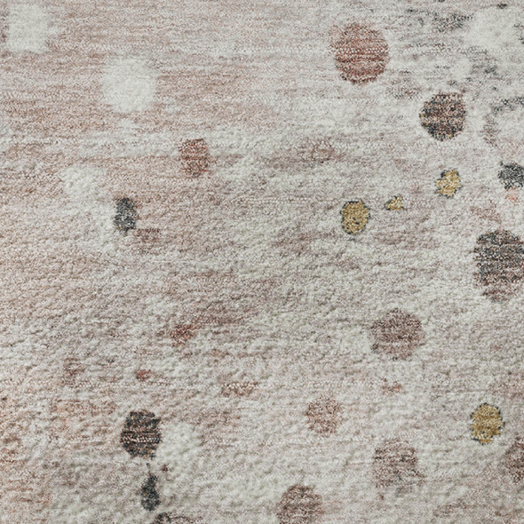 8' X 10' Salmon Ivory And Gray Abstract Washable Area Rug With UV Protection