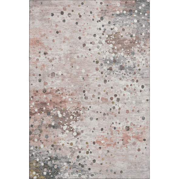 9' X 12' Salmon Ivory And Gray Abstract Washable Area Rug With UV Protection