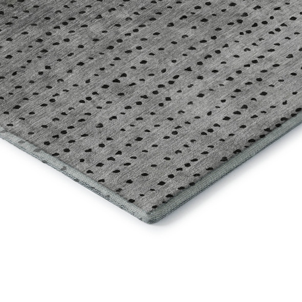 9' X 12' Fern Green Charcoal And Silver Abstract Washable Area Rug With UV Protection