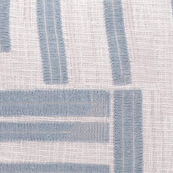 20" Blue And Ivory Striped Cotton Blend Throw Pillow Cover