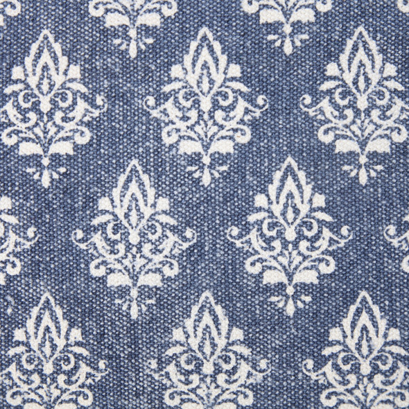 Set of Two 20" Blue And White Damask Cotton Throw Pillows
