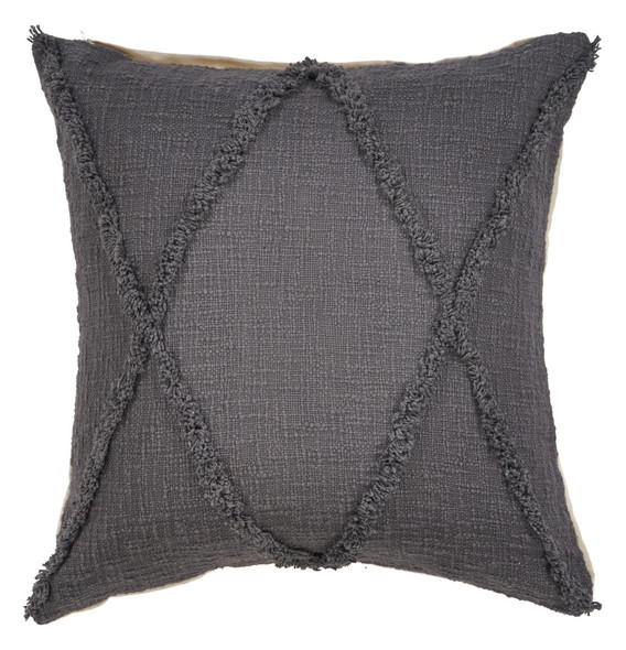 Set of Four 20" Dark Gray Diamond Cotton Throw Pillows