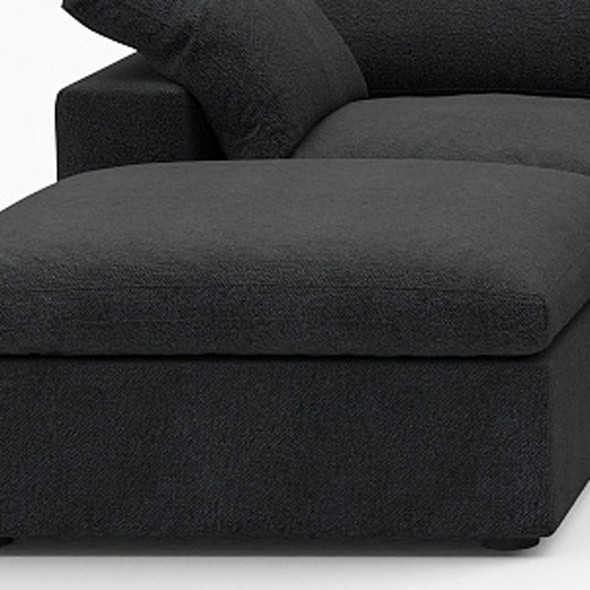 160" Black Linen Blend Modular Sofa With Ottomans Toss Pillows And Storage