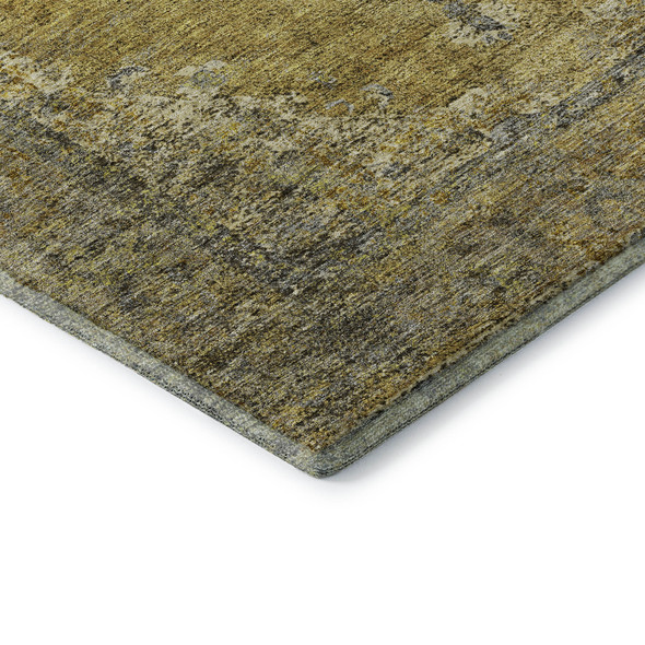 3' X 5' Wheat And Gray Medallion Washable Area Rug With UV Protection
