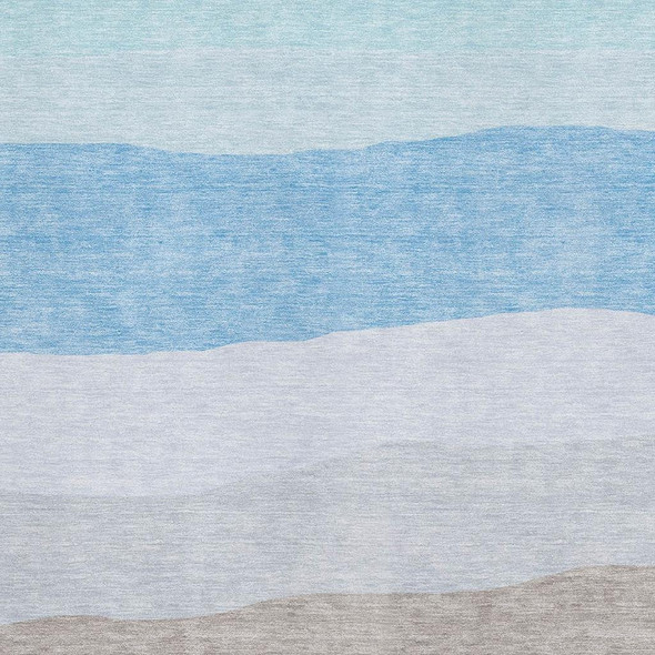 10' X 14' Green And Blue Striped Washable Area Rug With UV Protection