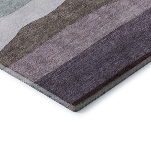 10' X 14' Orange And Ivory Striped Washable Area Rug With UV Protection