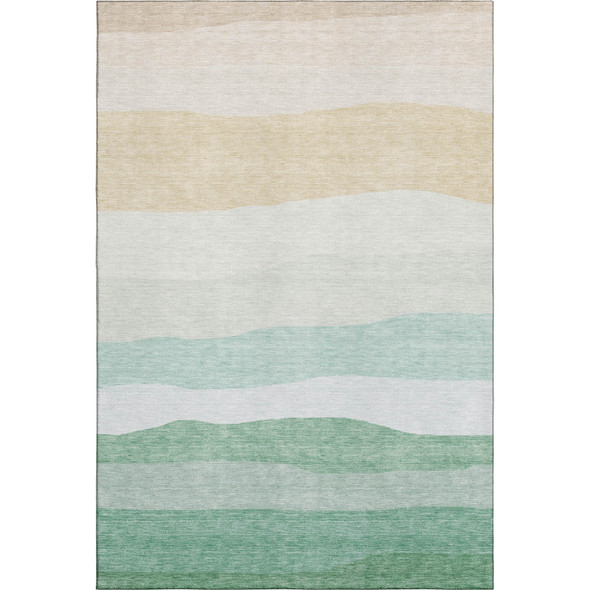 8' X 10' Teal And Green Striped Washable Area Rug With UV Protection