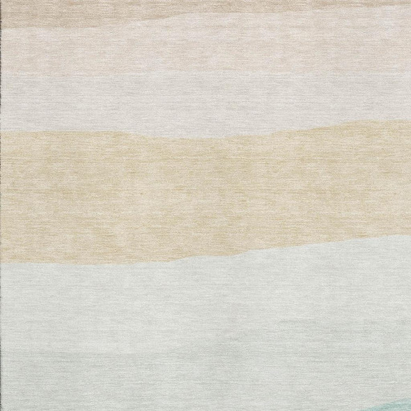 10' X 14' Teal And Green Striped Washable Area Rug With UV Protection