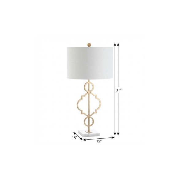 31" White Novelty Table Lamp With Drum Shade