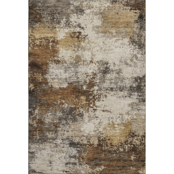 8' X 10' Brown And Beige Abstract Washable Area Rug With UV Protection