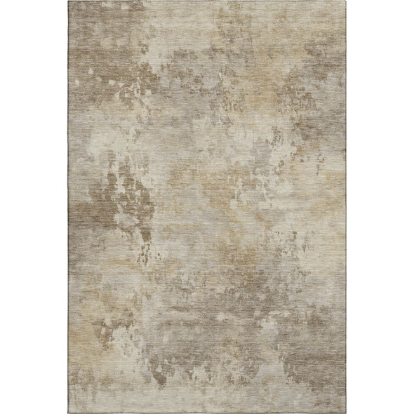 5' X 8' Tan And Beige Abstract Washable Area Rug With UV Protection
