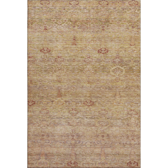 3' X 5' Coral And Taupe Abstract Washable Area Rug With UV Protection
