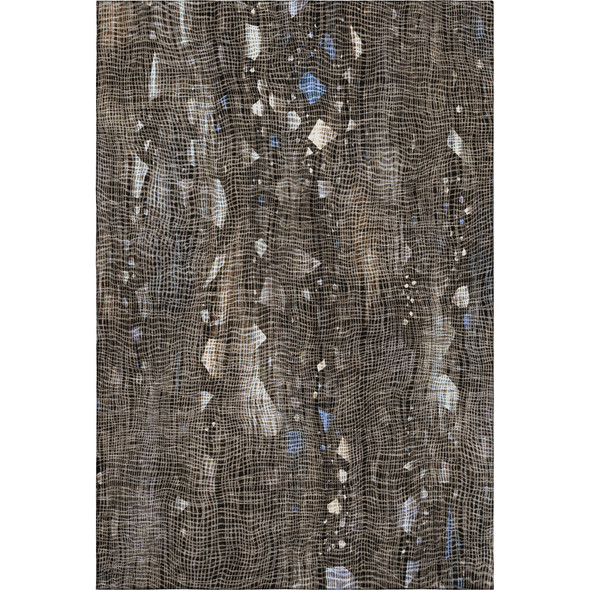 5' X 8' Chocolate And Beige Abstract Washable Area Rug With UV Protection