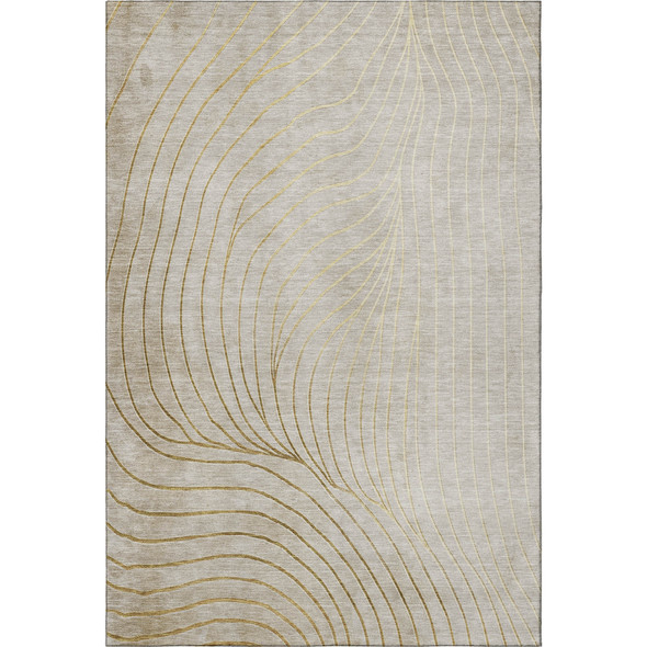 10' X 14' Beige And Brown Abstract Washable Area Rug With UV Protection