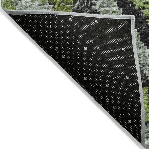 8' X 10' Artichoke Green And Gray Aztec Washable Indoor Outdoor Area Rug