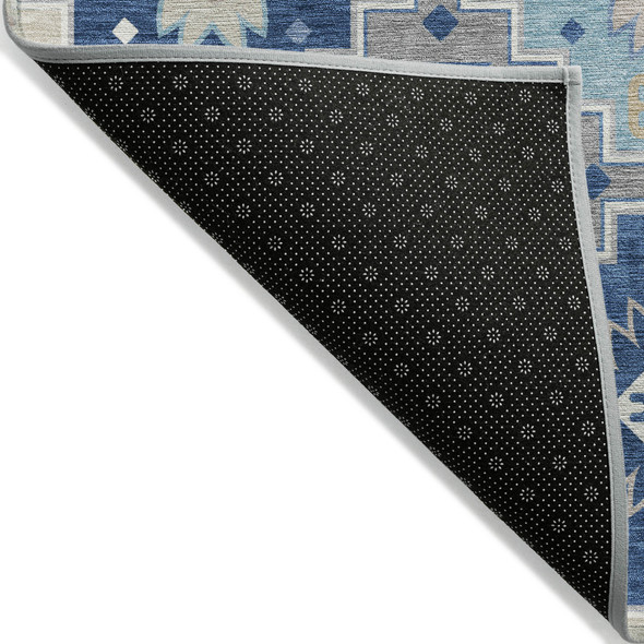 8' X 10' Blue Beige And Sky Blue Southwestern Washable Indoor Outdoor Area Rug