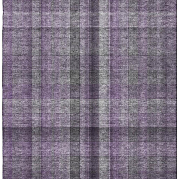 3' X 5' Purple And Gray Plaid Washable Area Rug With UV Protection