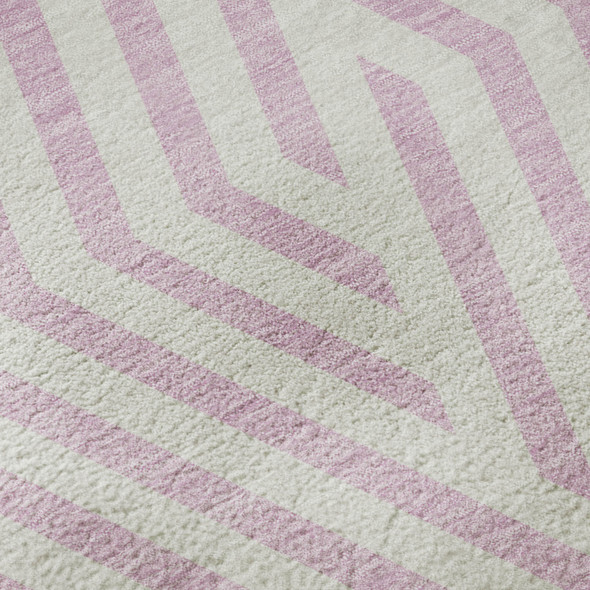 10' X 14' Pink And Ivory Geometric Washable Area Rug With UV Protection