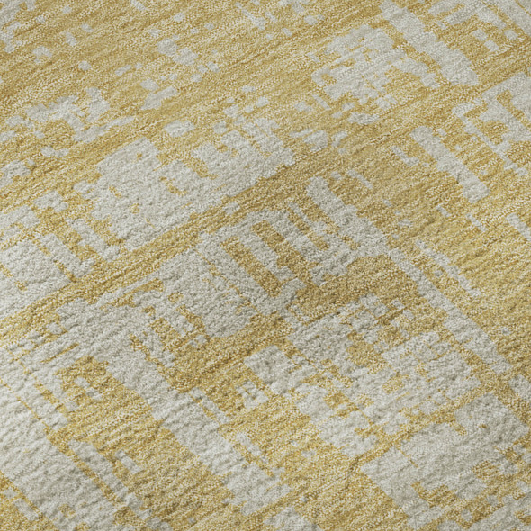 9' X 12' Gold And Beige Abstract Washable Area Rug With UV Protection