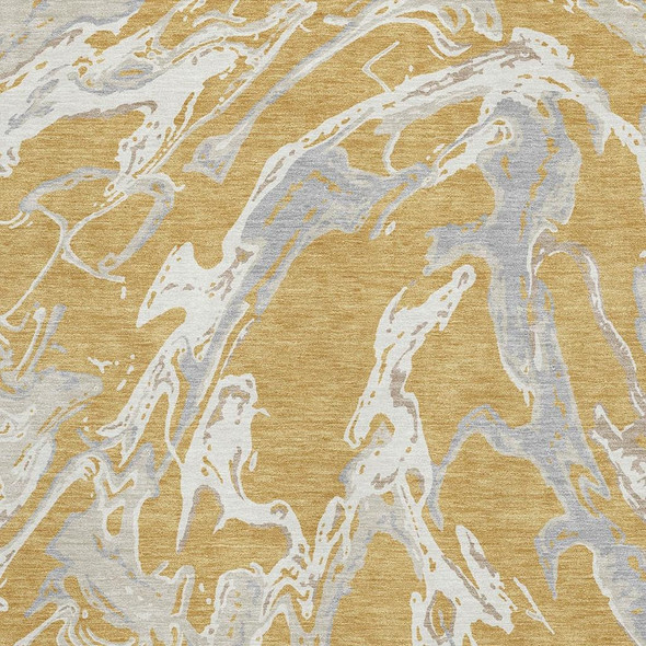 8' X 10' Gold Gray And Beige Abstract Washable Area Rug With UV Protection