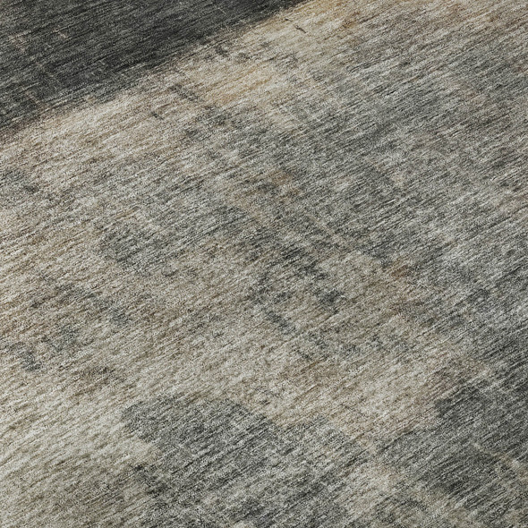9' X 12' Coffee And Beige Abstract Washable Area Rug With UV Protection