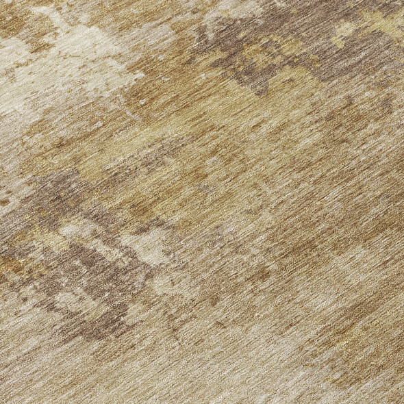 8' Wheat And Beige Round Abstract Washable Indoor Outdoor Area Rug