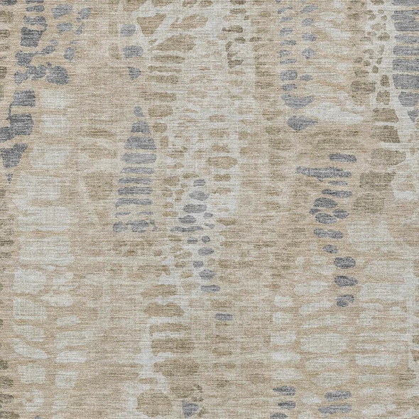 9' X 12' Beige And Gray Abstract Washable Indoor Outdoor Area Rug