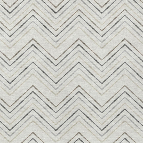 9' X 12' Ivory Gray And Taupe Geometric Washable Indoor Outdoor Area Rug