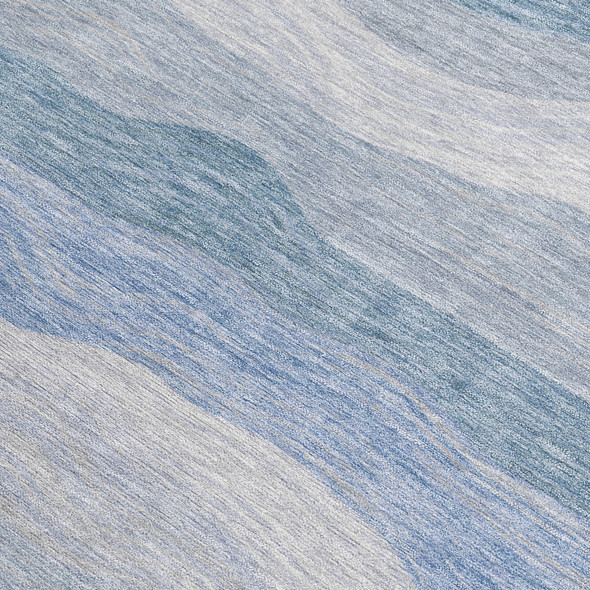 10' X 14' Denim Blue Ivory And Gray Striped Washable Indoor Outdoor Area Rug