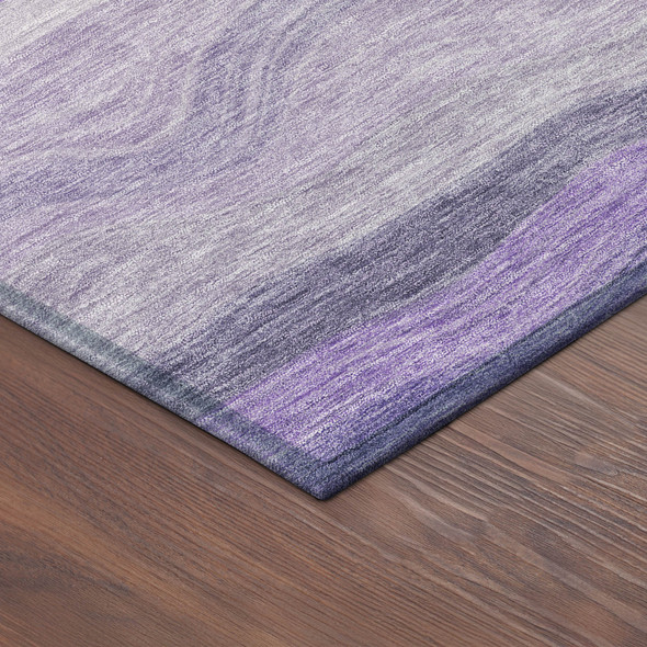 3' X 5' Purple And Plum Striped Washable Indoor Outdoor Area Rug