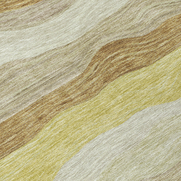 5' X 8' Wheat Khaki And Beige Striped Washable Indoor Outdoor Area Rug