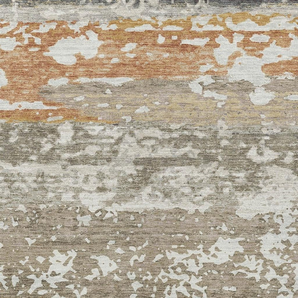 8' X 10' Taupe Copper And Ivory Striped Washable Indoor Outdoor Area Rug
