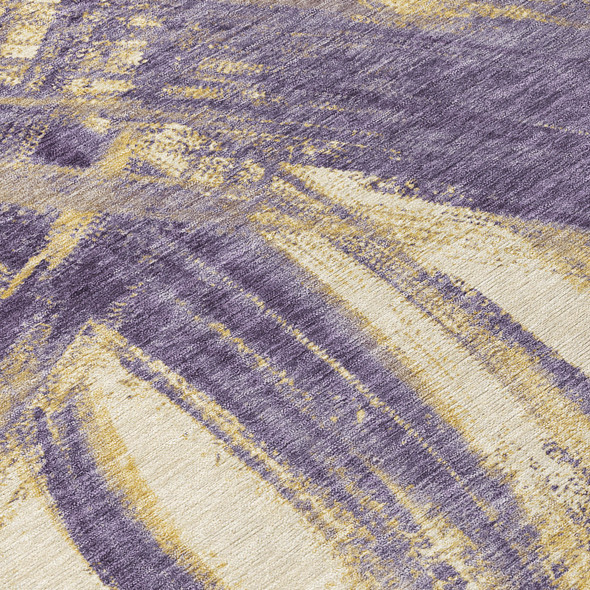 3' X 5' Plum Gold And Beige Abstract Washable Indoor Outdoor Area Rug