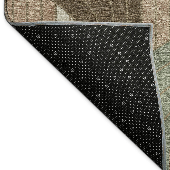 3' X 5' Chocolate Beige And Taupe Striped Washable Indoor Outdoor Area Rug