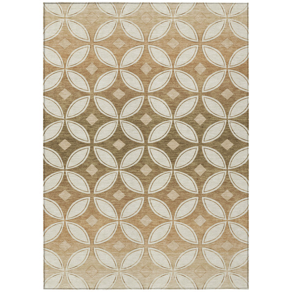 10' X 14' Copper And Ivory Geometric Washable Indoor Outdoor Area Rug