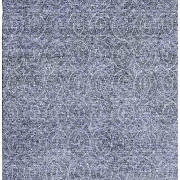 3' X 5' Denim Blue And Ivory Geometric Washable Area Rug With UV Protection