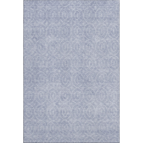 9' X 12' Sky Blue And Ivory Geometric Washable Area Rug With UV Protection